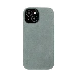 Grijs telefoonhoesje met twee cameralenzen en een flitser linksboven in beeld.