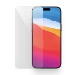 Smartphone met kleurrijk scherm en apart geplaatst schermbeschermer glas.