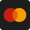 Twee elkaar overlappende cirkels, links rood en rechts oranje, op een zwarte achtergrond.