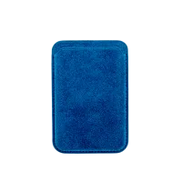 Blauw lederen kaart- of pasjeshouder met een eenvoudige rechthoekige vorm.