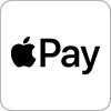Apple Pay-logo met een zwart Apple-symbool naast het woord "Pay" in zwarte letters op een witte achtergrond.